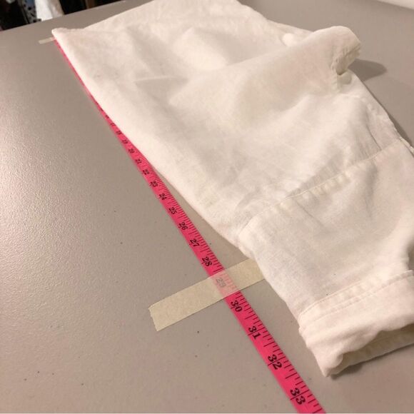 Michael Kors Shirt Mens Medium Classic Fit Linen White Long Sleeve Roll Tab - Picture 9 of 12